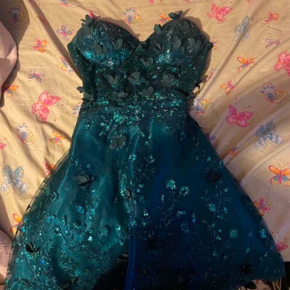 Green strapless size small dress :)